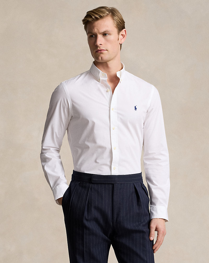 Slim-Fit-Popelinehemd mit Stretch Polo Ralph Lauren in Weiß 1
